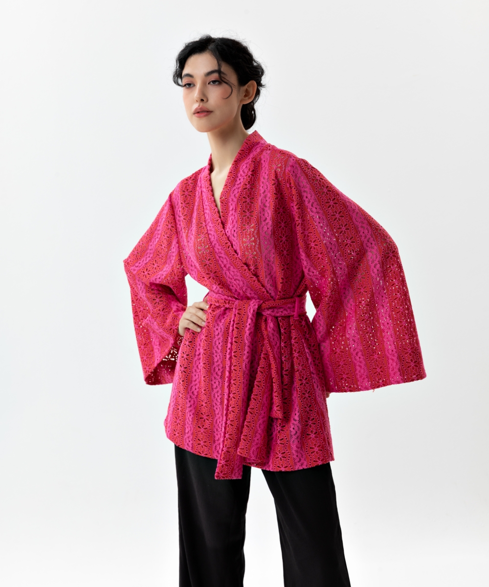 Jura Kimono -Kırmızı Çizgili