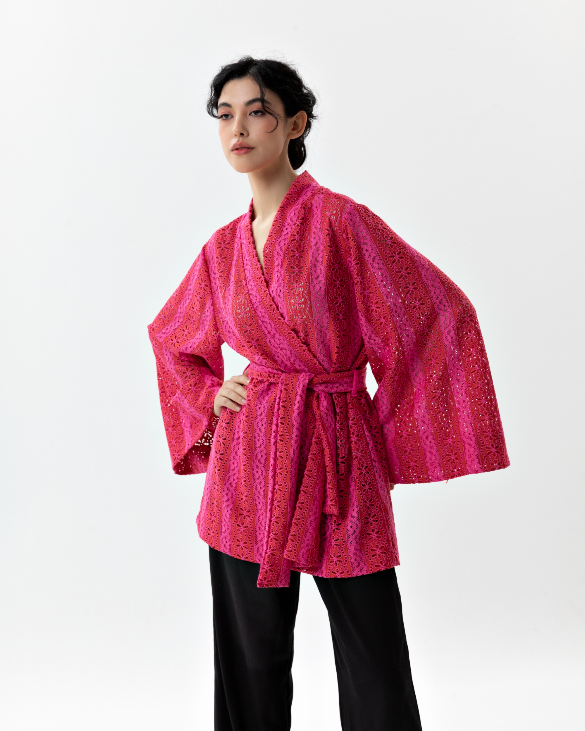 Jura Kimono -Kırmızı Çizgili